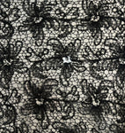 Black cord 3d floral tulle lace
