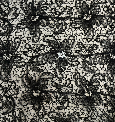 Black cord 3d floral tulle lace