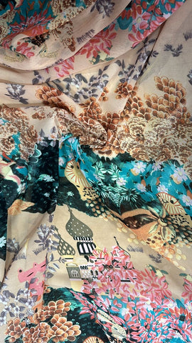 Floral lion abstract chiffon