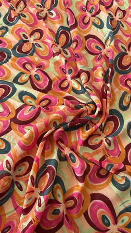 Orange crinkle striped art chiffon