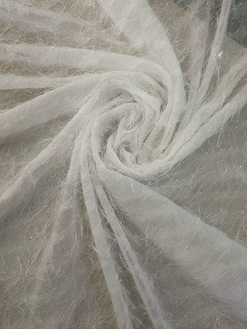 Off white shimmer  tassel chiffon