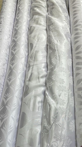 White jacquard silks