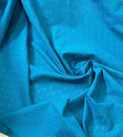 Teal button cotton lace