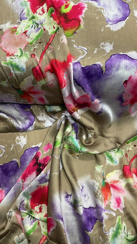 Crinkle big floral silk