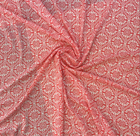 Red diamond floral rayon