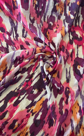 Pink and purple leopard  cotton chiffon