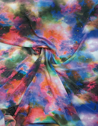 Tie and dye small pleated satin