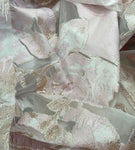 Baby pink rose floral organza brocade