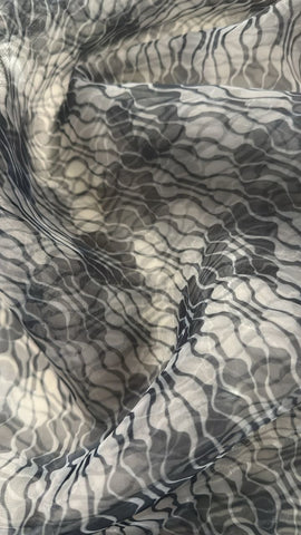 Nude and black abstract organza