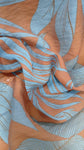 Brown and blue leafy cotton chiffon