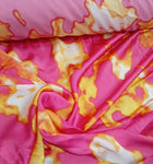 Pink and yellow abstract water colour crinkle silk