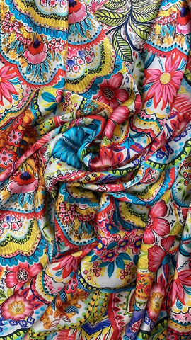 Muticolored abstract floral Italian  silk