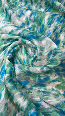 Mint and blue metallic chiffon