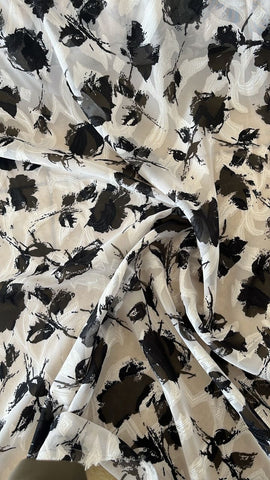 Black and white floral burnout chiffon