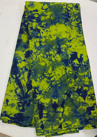 Green and blue tie and dye African print cotton