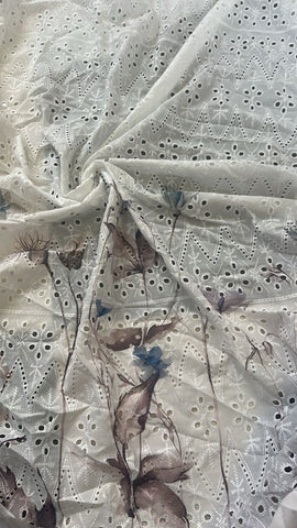 Zigzag floral border cotton lace
