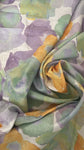 Lilac and yellow floral crinkle cotton satin