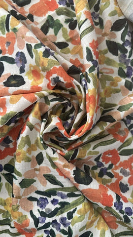 Paint floral striped cotton
