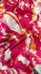 Fuschia and yellow watercolor crinkle silk