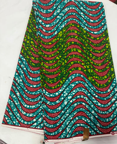 Swirly green African wax print