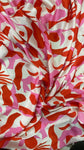 Pink and red abstract crinkle silk