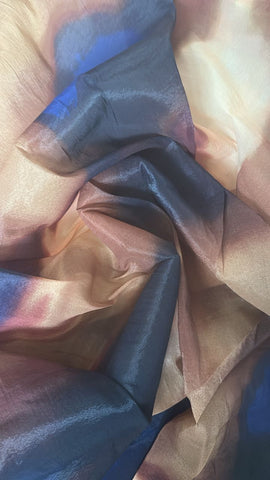 Brown abstract silky organza