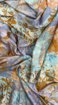 Abstract box floral crinkle silk