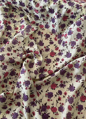 Light yellow small floral cotton chiffon