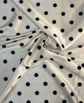 Black and white polka satin
