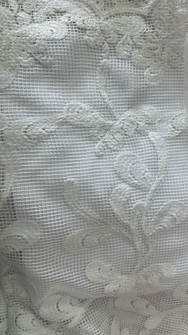 White embroidered net lace