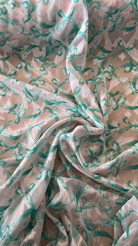 Mint bow burnout chiffon