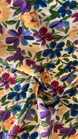 Pleated floral chiffon