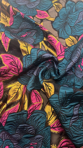 Multicoloured floral organza brocade