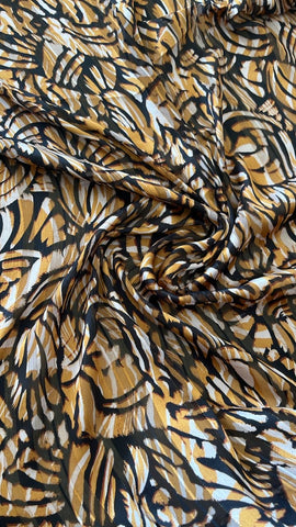 Black and brown metallic striped  burnout chiffon