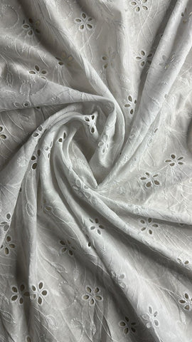 White floral embroidered cotton lace