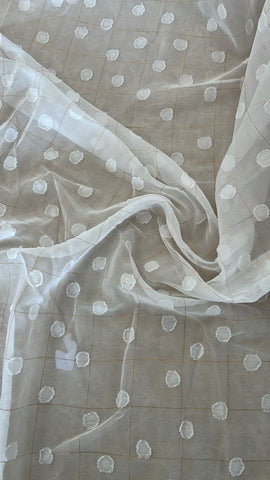 White gold windowpane dobby metallic chiffon
