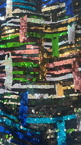 Black multicoloured sequin lace