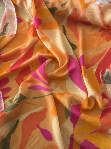 orange leafy cotton chiffon