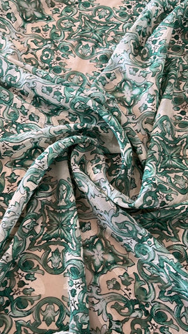 Green abstract dg burnout chiffon