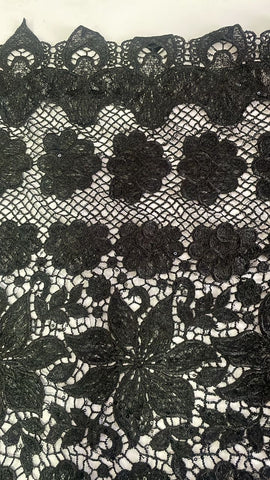 Black sequin floral crochet lace