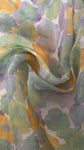 Lilac and yellow floral cotton organza
