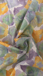 Lilac and yellow floral cotton satin