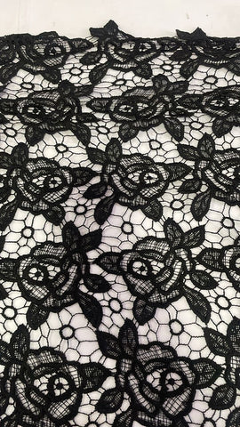 Black floral crochet lace