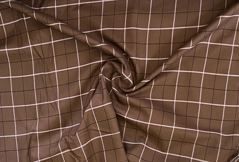 Brown and white  windowpane suiting