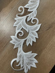 Cream beaded swirly leaf appliqué