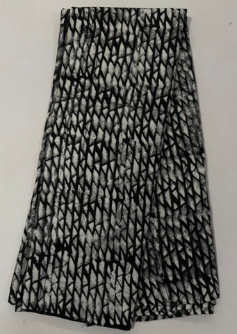 Black and grey triangle tie and dye African print cotton