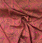 Brown and fuschia leaf  cotton chiffon