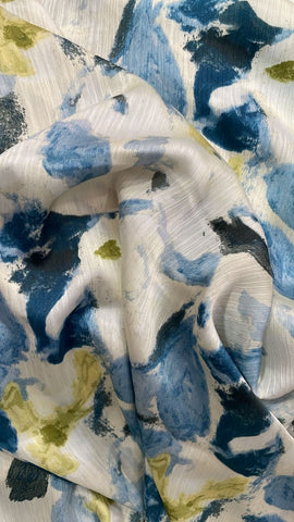 Blue water colour crinkle silk