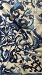 Blue abstract border Inspired jacquard
