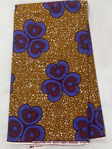 Purple 3 heart African wax print